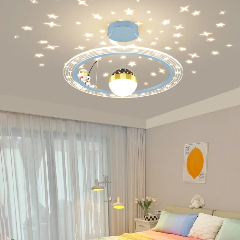 Lustre LED rond d'astronaute à gradation pour chambre d'enfant - vue 3 sur 12