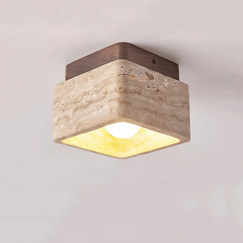 plafonnier carré jaune grotte pierre Style rétro chambre salon Surprise calme vent couloir luminaire