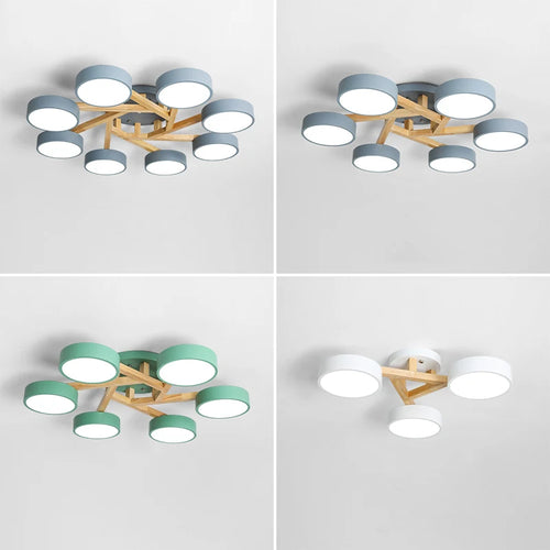 lustre led style nordique moderne en bois massif