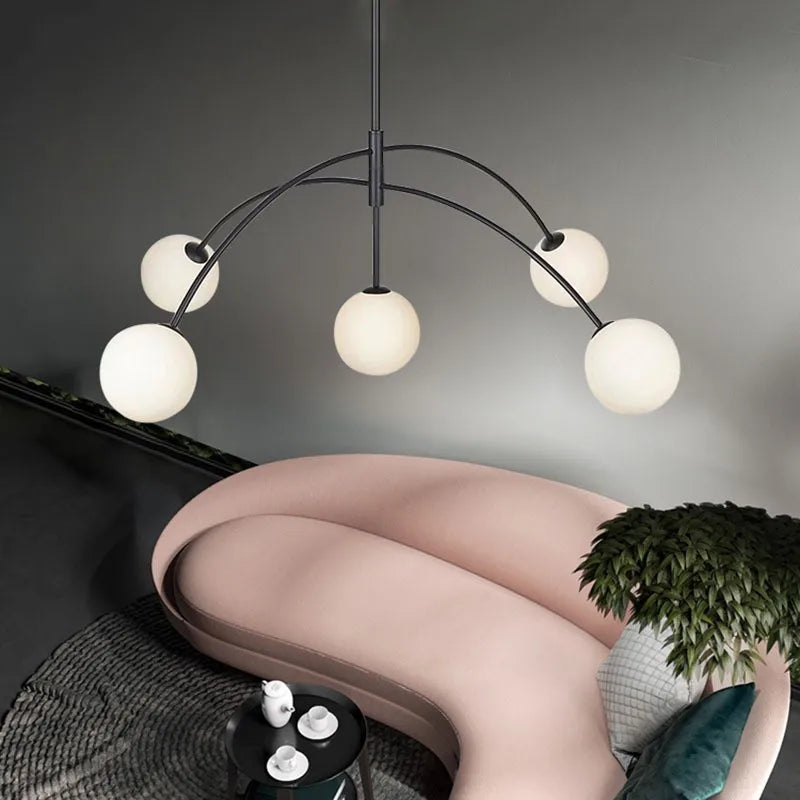 lustre suspendu moderne en verre laiteux pour intérieur élégant - vue 6 sur 8