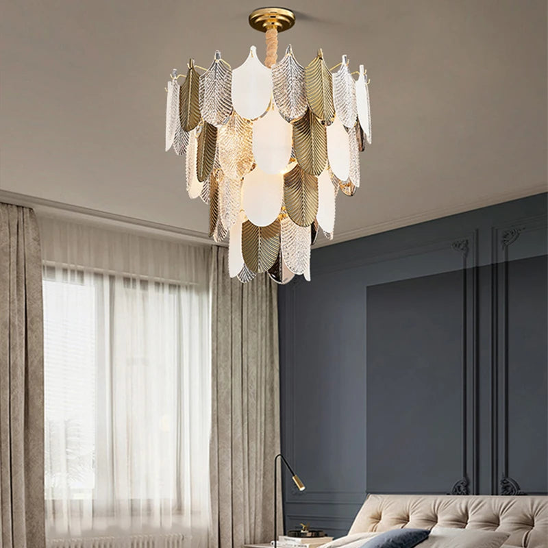 lustre en verre led design suspension luminaire acrylique