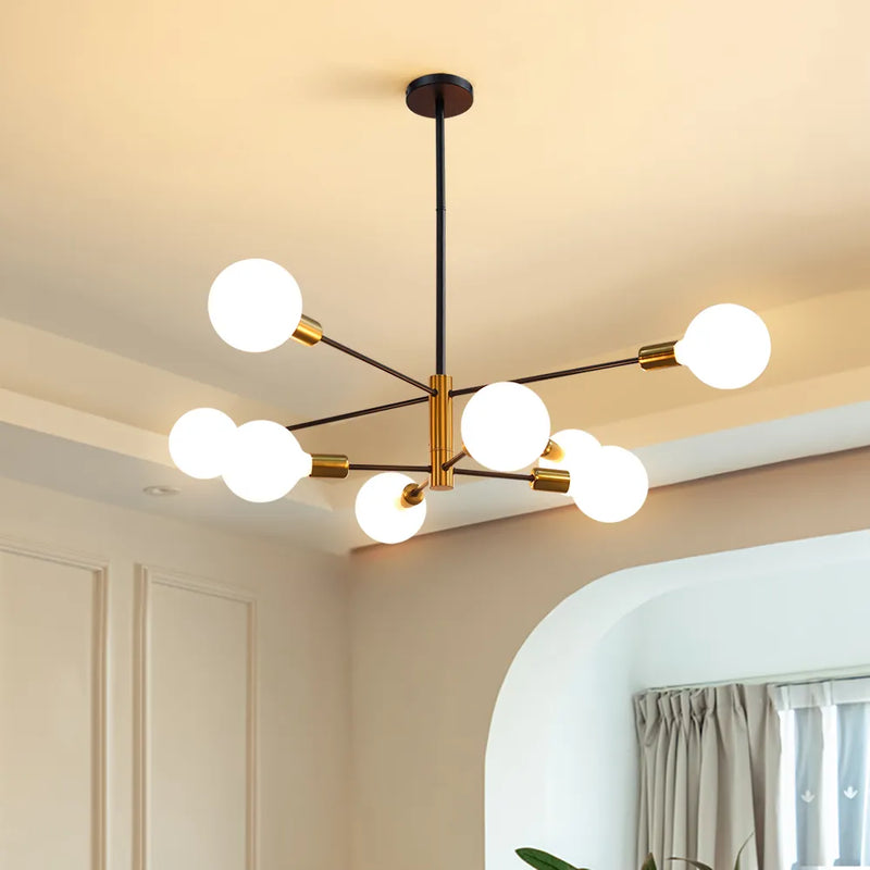 Moderne Nordique Spoutnik Noir LED Lustre Éclairage Luminaires D'intérieur Pour Chambre Salon Salle À Manger Décor À La Maison Plafonnier