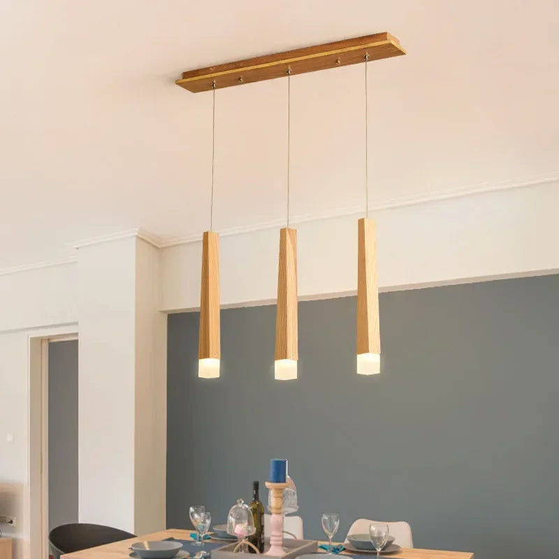 lustre à led en bois nordique pour décoration intérieure - vue 3 sur 8