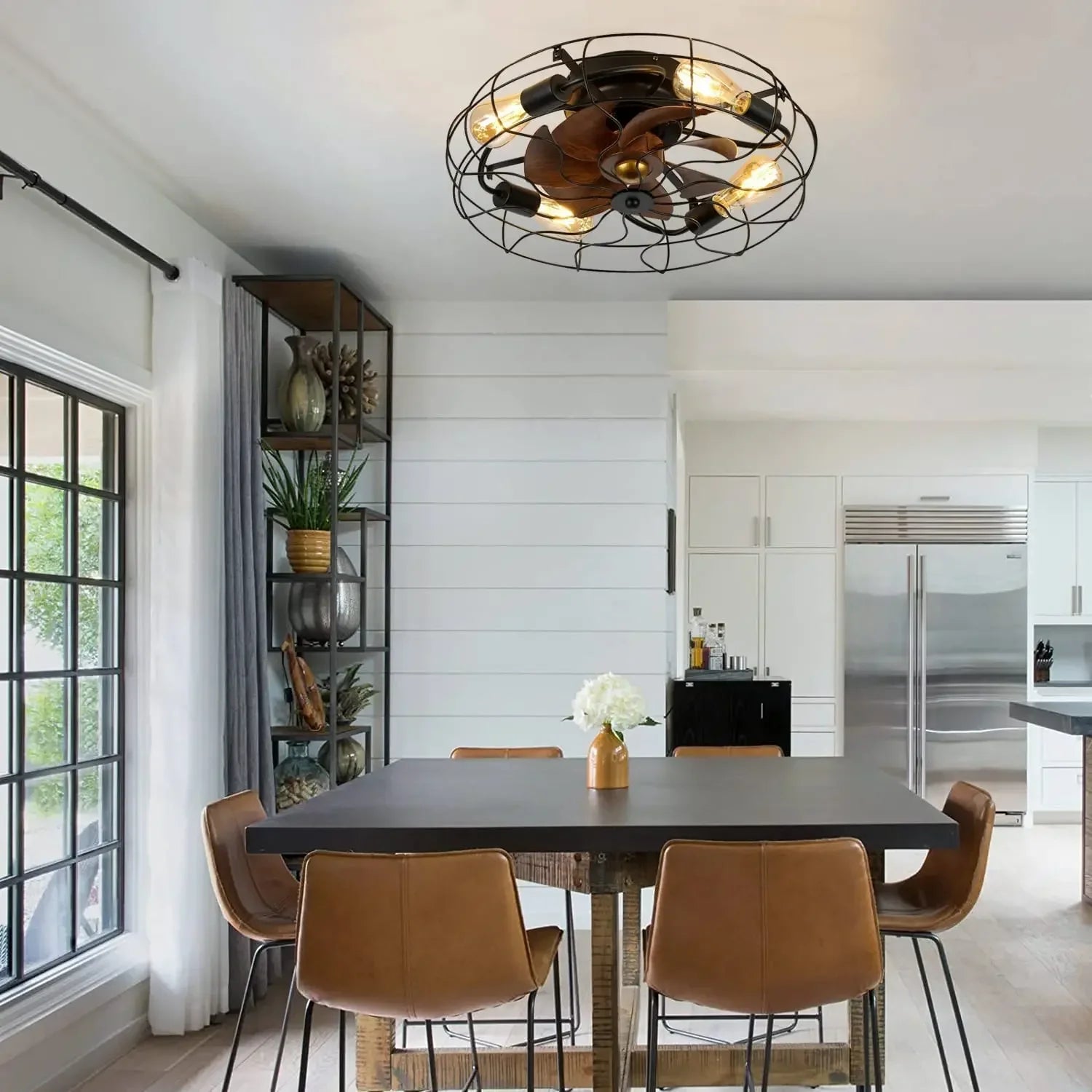 plafonnier ventilateur de plafond avec lumières et télécommande - vue 4 sur 7