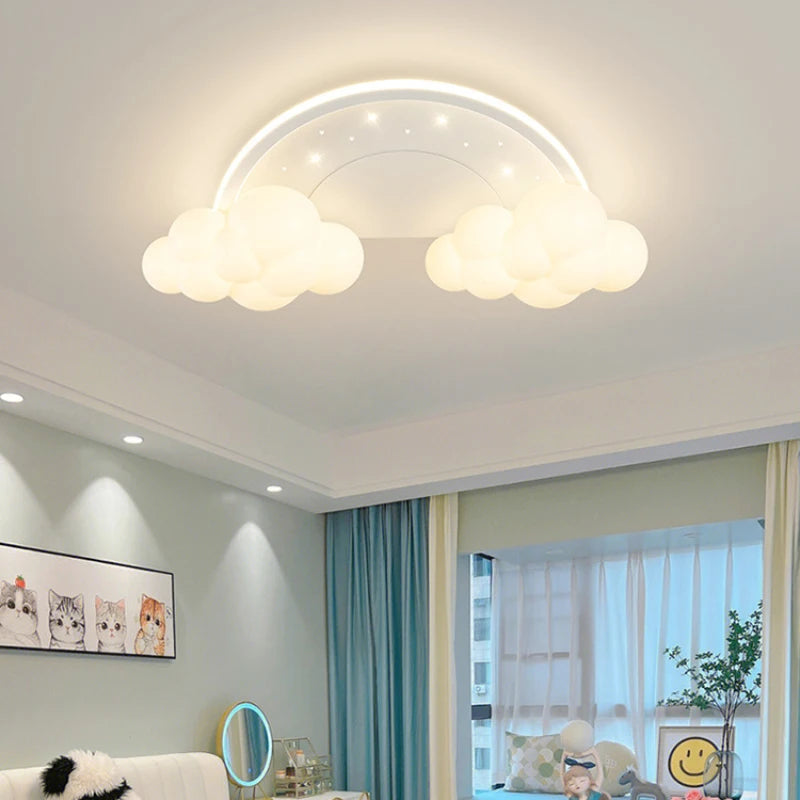 plafonnier moderne et chaleureux pour chambre enfant décor nuage arc-en-ciel - vue 4 sur 11