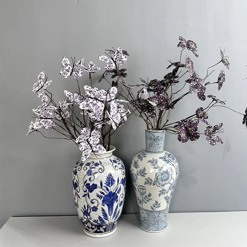 branche de papillon artificielle avec fausses fleurs décoratives pour jardin - vue 6 sur 13