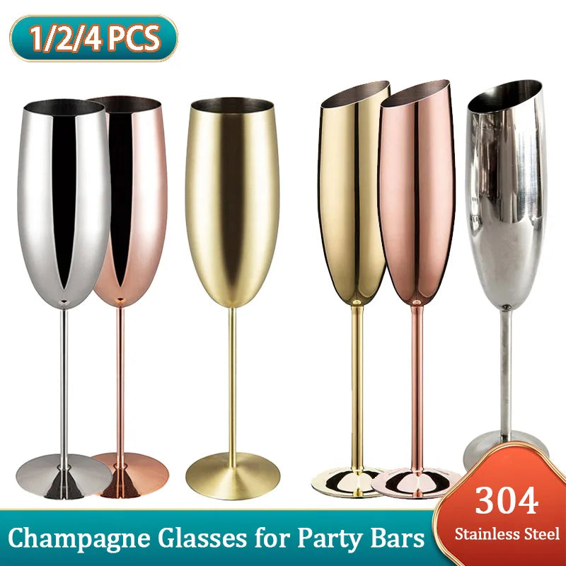 Verre champagne inox 304 effet texturé festif élégant