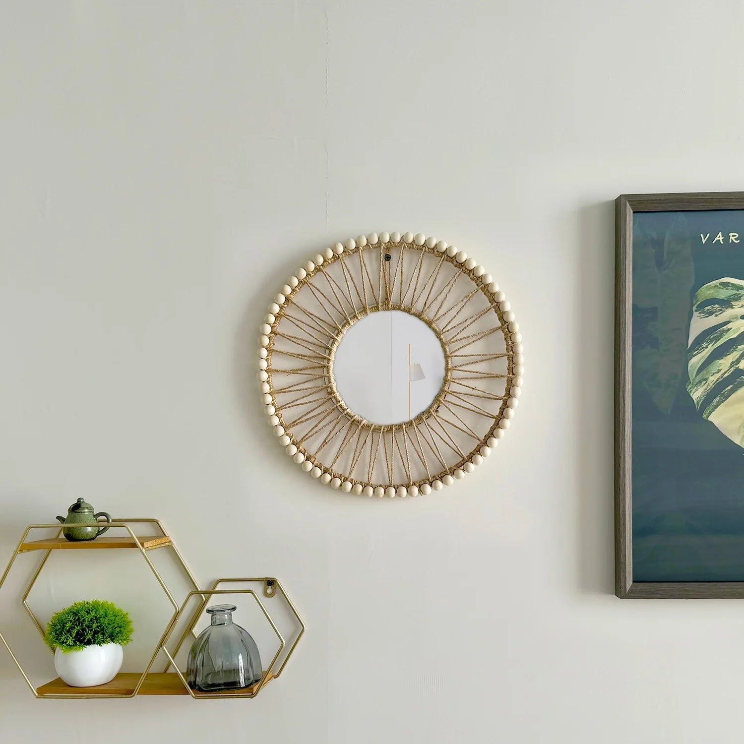 miroir décoratif nordique tissé à la main pour un intérieur créatif - vue 6 sur 6