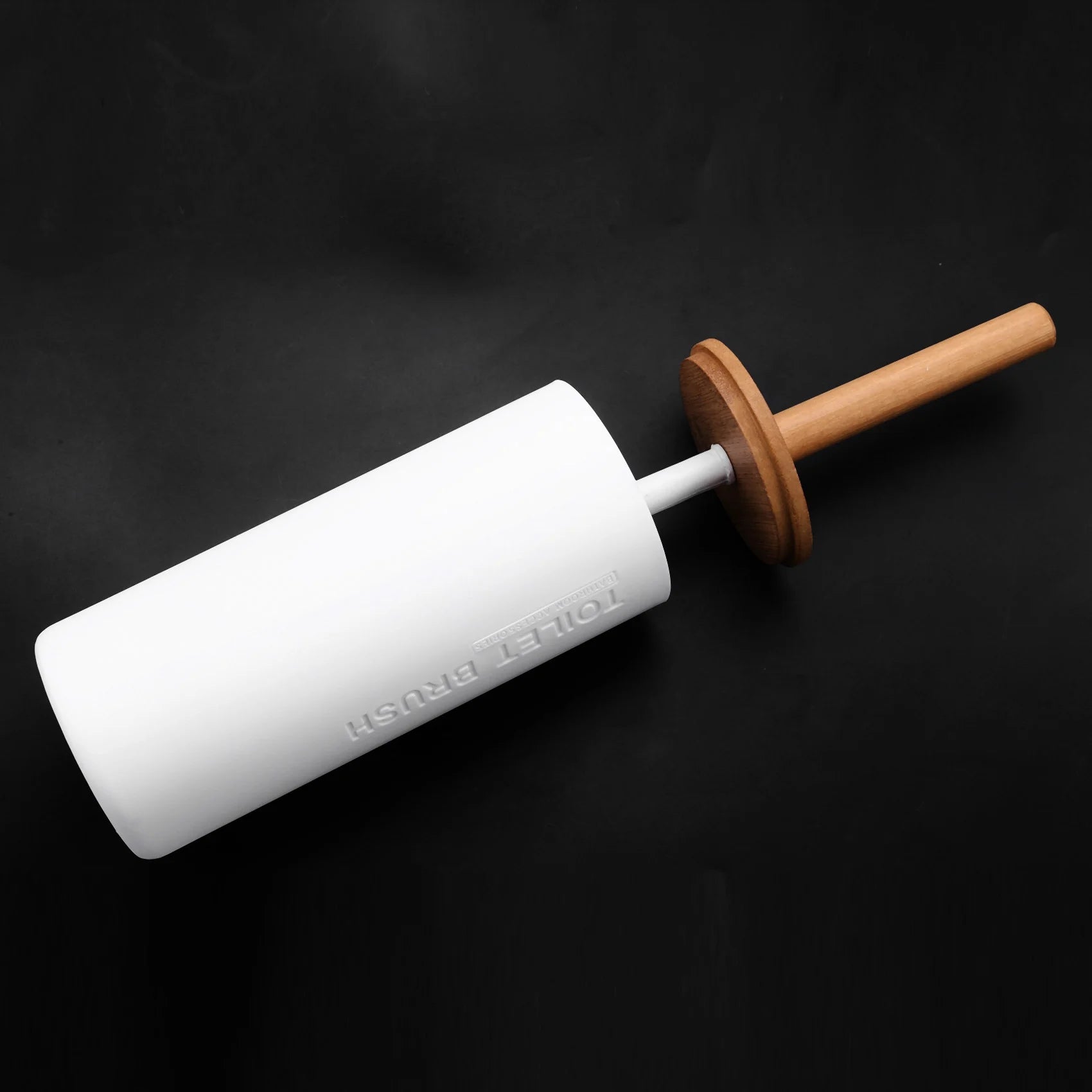 ensemble brosse toilette bambou avec support accessoires wc - vue 5 sur 6
