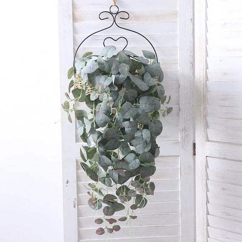 bouquet mural d'eucalyptus en rotin pour décoration festive - vue 6 sur 8