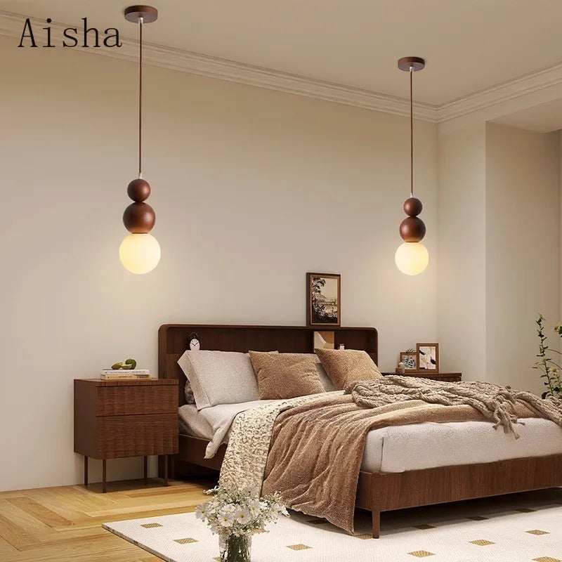 suspension en bois massif japonais style wabi sabi pour intérieur - vue 3 sur 8