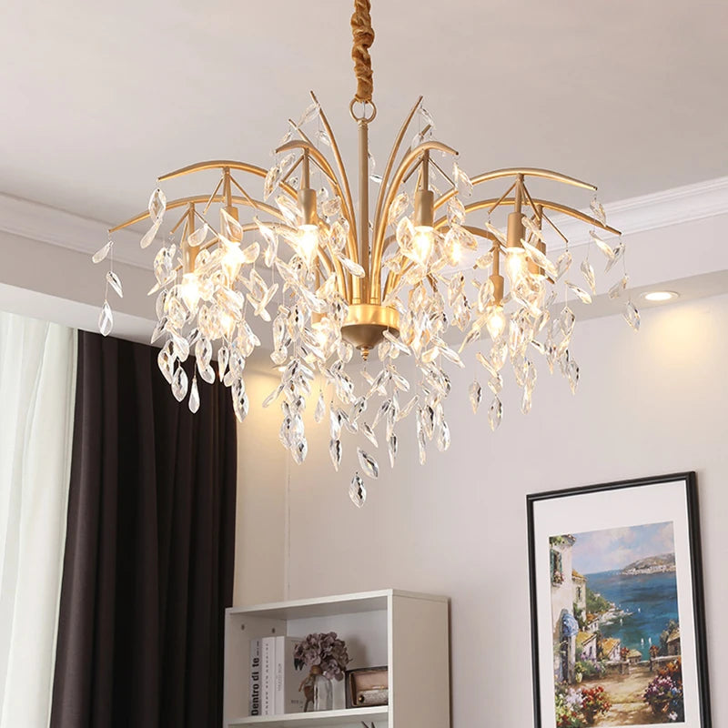 lustre nordique led en cristal de luxe décoration - vue 3 sur 14