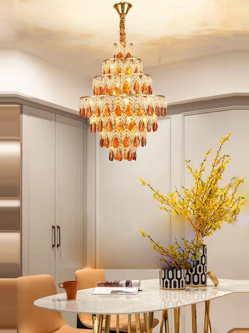 lustre dimmable en cristal design pour intérieur moderne
