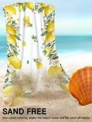 Serviette de bain microfibre motif citron floral plage