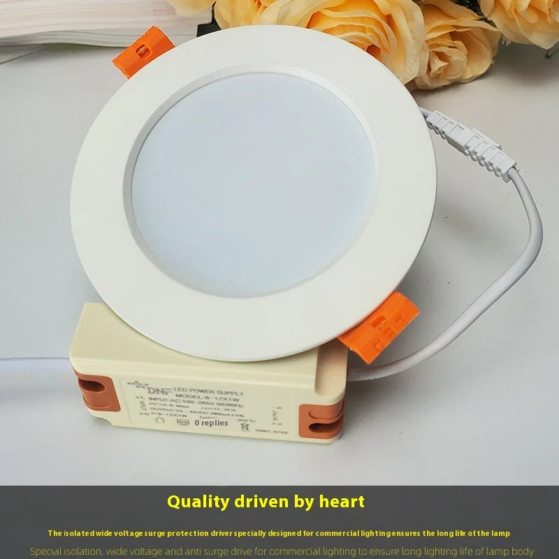220V round embedded LED downlight, bedroom, indoor living room ceiling lighting, home decoration 3W/5W/7W/12W/15W/18W/24W - vue 3 sur 6
