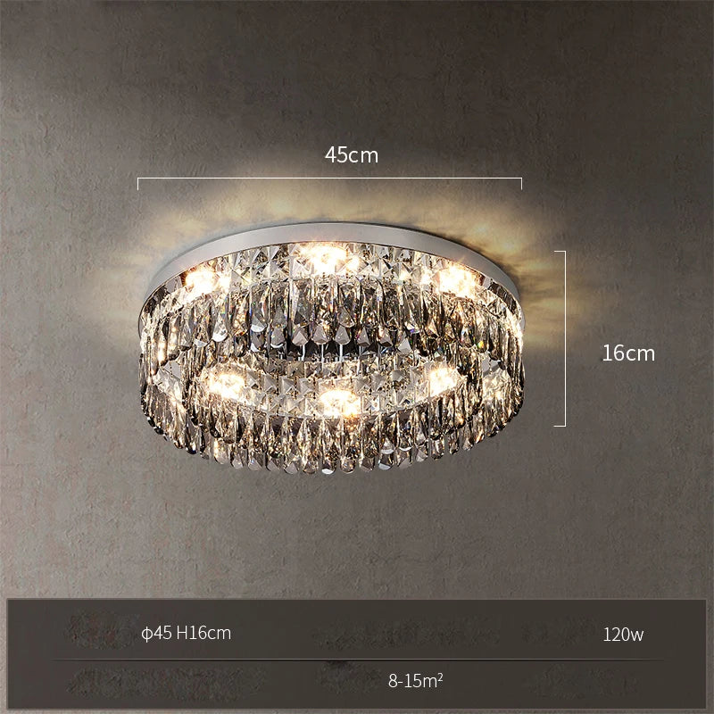 plafonnier led carré rectangulaire en cristal doré intensité variable - vue 11 sur 18