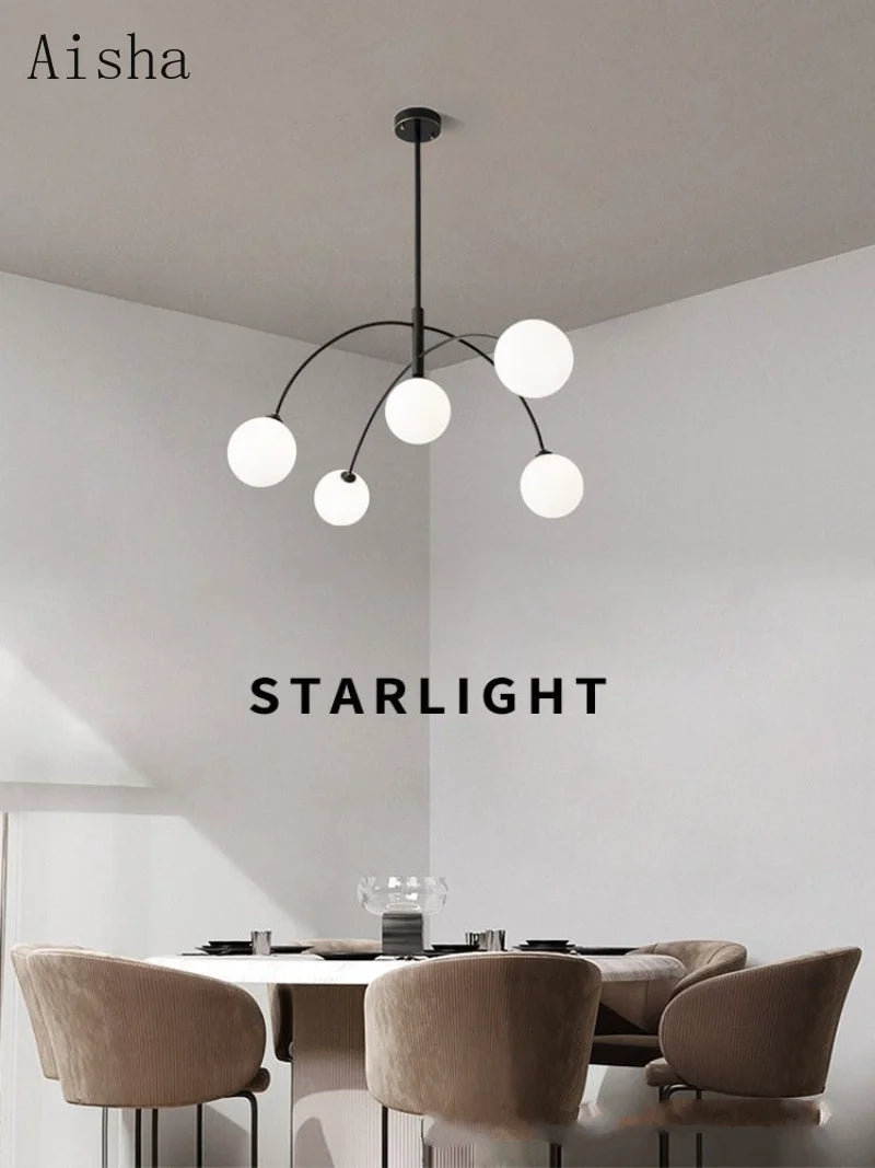 suspension nordique minimaliste 5 têtes en verre décoratif
