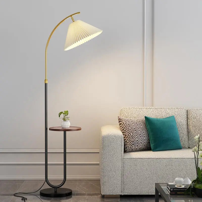 lampadaire nordique à led abat-jour en tissu pour décoration intérieure - vue 3 sur 18