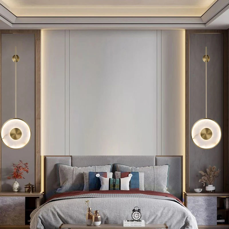 applique murale moderne en marbre et métal doré pour restaurant - vue 4 sur 6