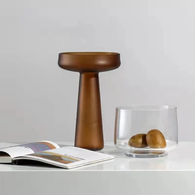 vase en verre givré pour décoration intérieure fleurs séchées et hydroponique - vue 5 sur 12