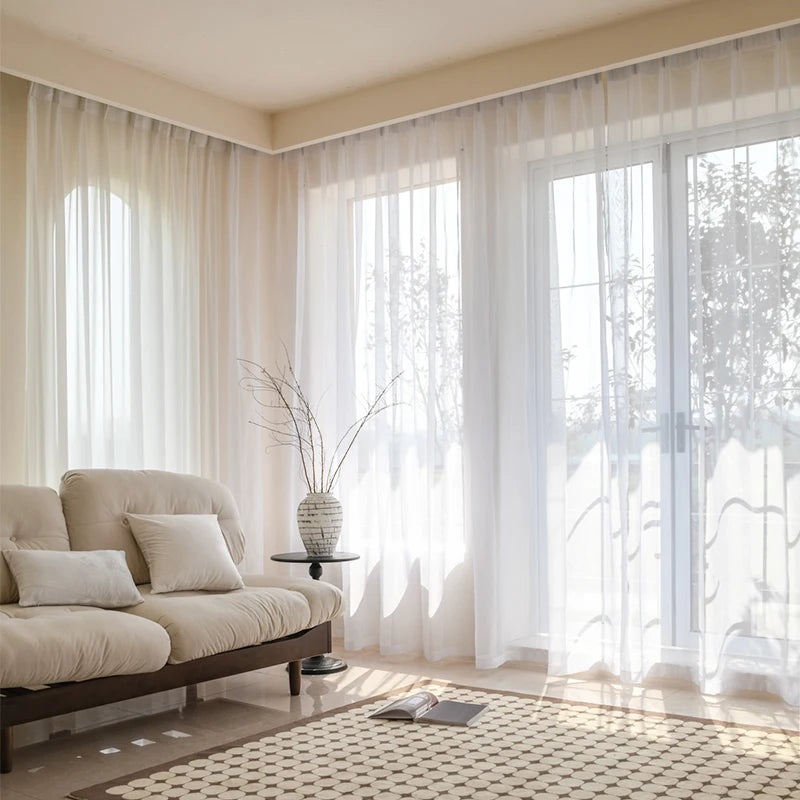 Voilage tulle moderne transparent pour fenêtre salon décoration - vue 2 sur 7