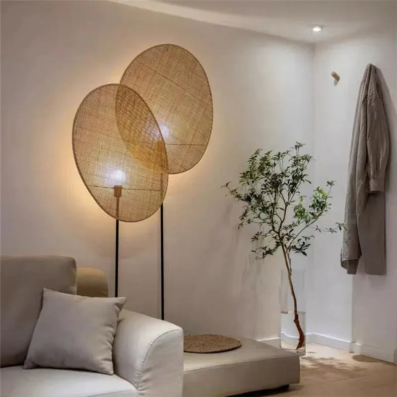 applique murale wabi sabi en rotin tissé pour décoration japonaise - vue 6 sur 15