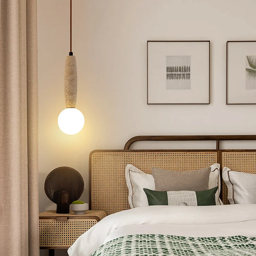 lustre led vintage avec suspension en pierre naturelle - vue 6 sur 6