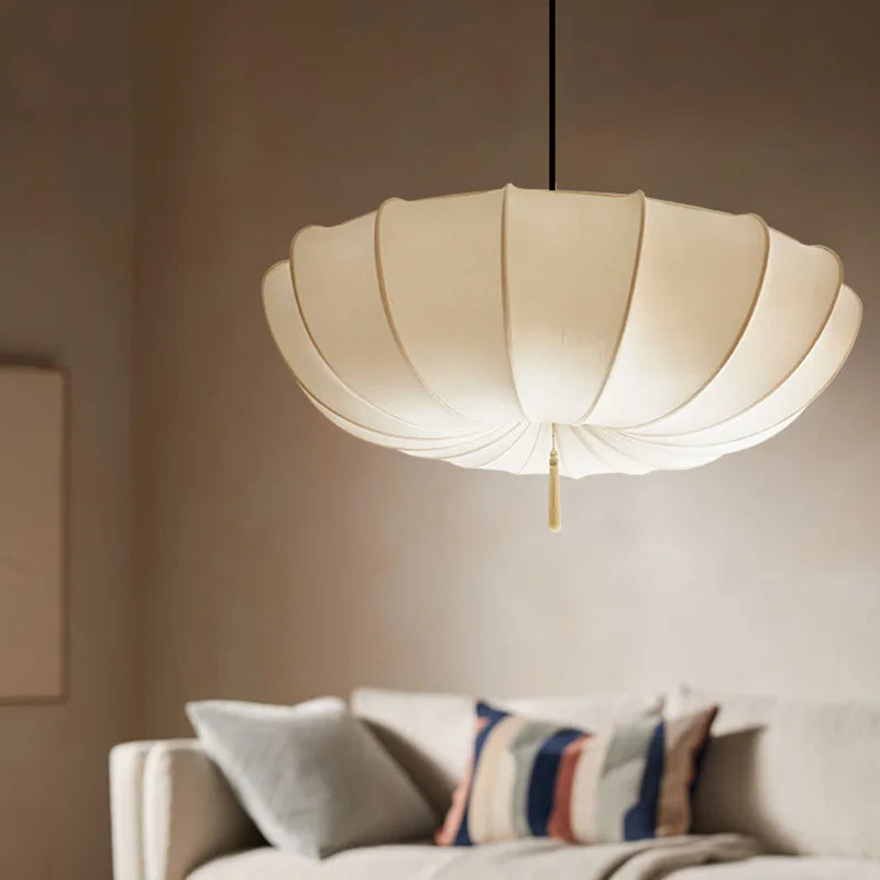 lustre en tissu nordique style japonais éclairage artistique moderne - vue 5 sur 9