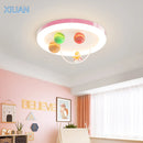 Creative Colorful Glass Ceiling Chandelier Light Planet Astronaut Ceiling Lamps Pink Blue Chrome 220V Children's Bedroom Lamps