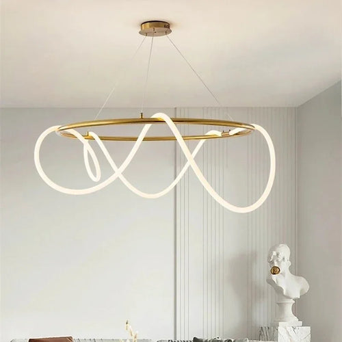Nordic Modern Round Ceiling Chandelier For Living Room Restaurant Bedroom Hotel Home Decor Hanging Led Lamp Lustre Lighting - vue 3 sur 16