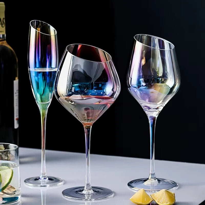 Verres champagne biseautés style nordique effet changeant - vue 2 sur 7