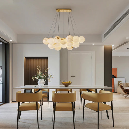 lustre à bulles en marbre or et noir design moderne pour intérieur - vue 5 sur 14