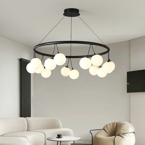 lustre suspension led en forme de haricot avec suspension cerise - vue 4 sur 9