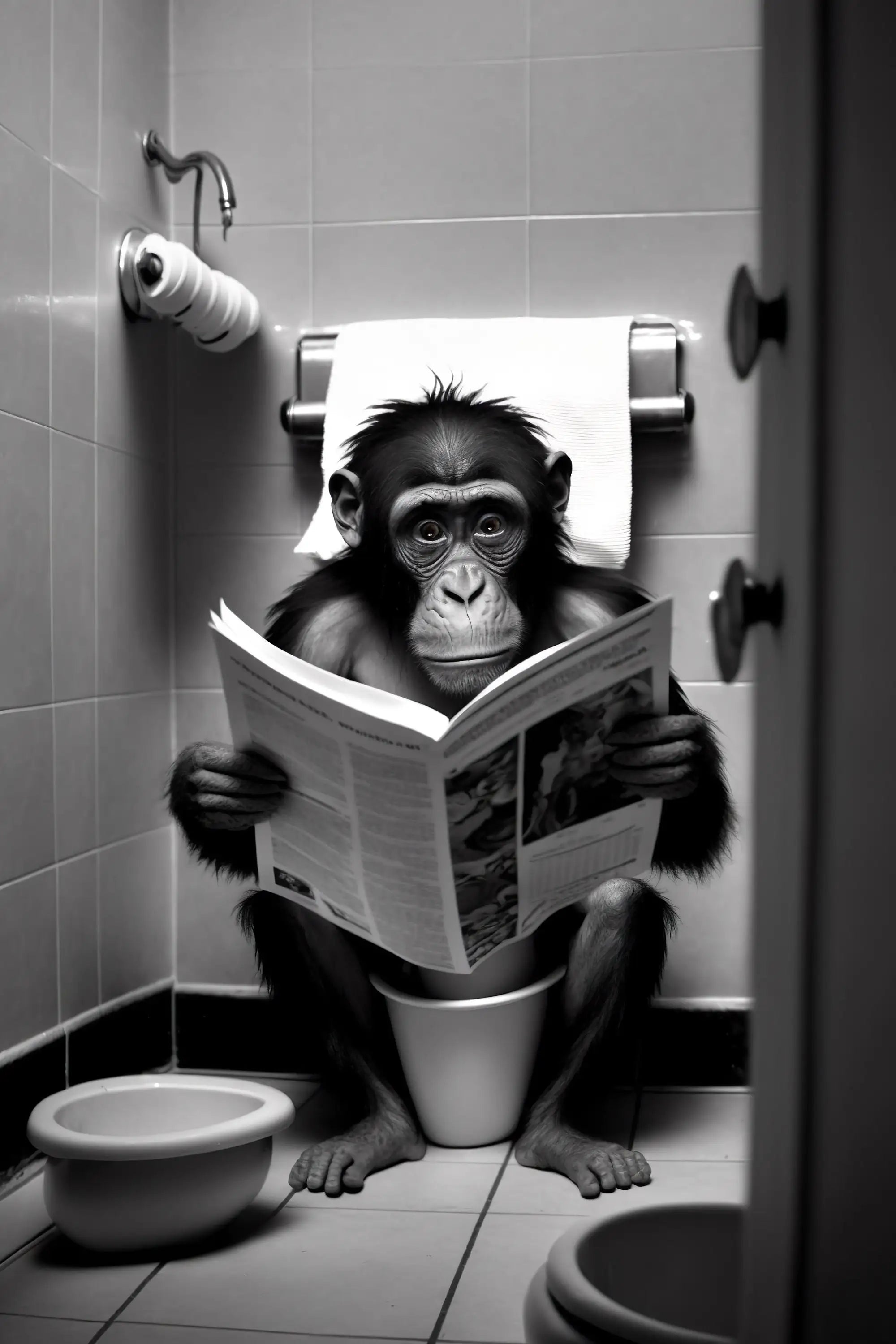 décoration murale humoristique avec animaux sur toilettes