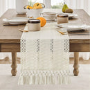 Chemin de table macramé ivoire bohème tissé salon