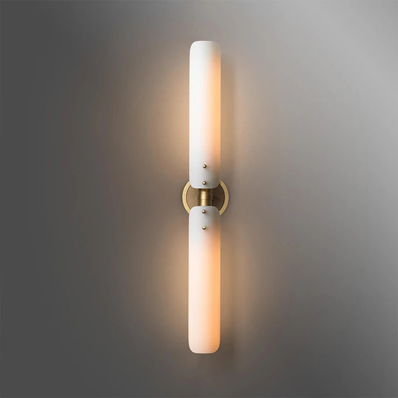 Postmodern Art déco cuivre or blanc lampe à LED lumière LED applique murale applique murale pour chambre - vue 2 sur 10
