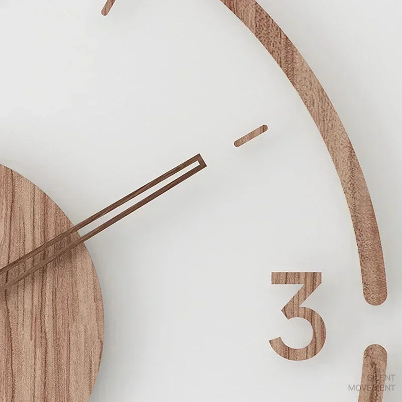 horloge murale silencieuse en bois massif design nordique créatif - vue 5 sur 12