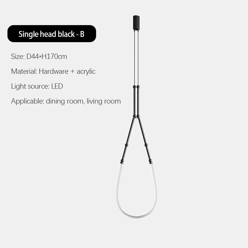 lustre moderne en bambou fer et silicone avec lumières led - vue 15 sur 17