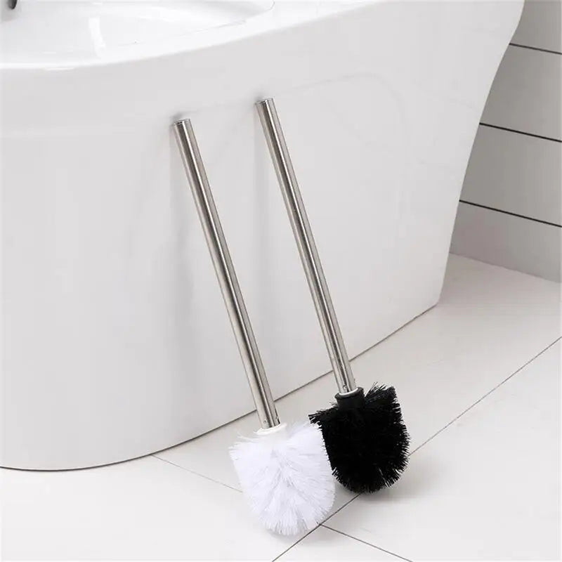 brosse de toilette en plastique avec manche inoxydable et poils souples - vue 5 sur 8