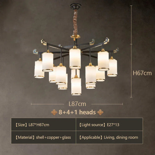 lustre en cuivre design style chinois pour éclairage moderne - vue 13 sur 12