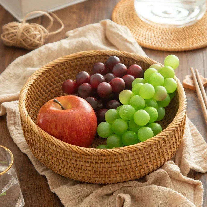 panier de rangement tissé à la main en rotin pour cuisine et pique-nique - vue 5 sur 22