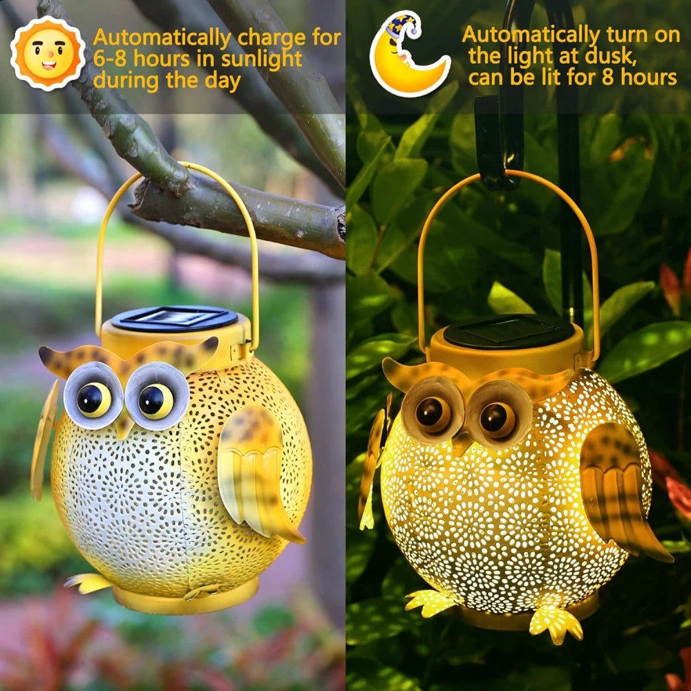 lanternes solaires hibou décoratives pour jardin extérieur