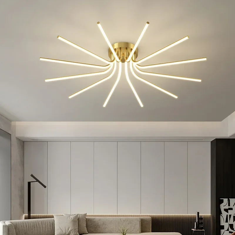 plafonnier led moderne en cuivre pour décoration artistique - vue 4 sur 18