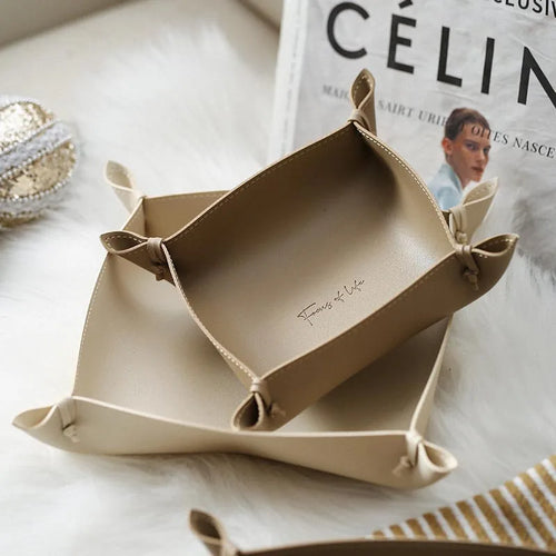 plateau de rangement en cuir pour dés bijoux et clés - vue 4 sur 14