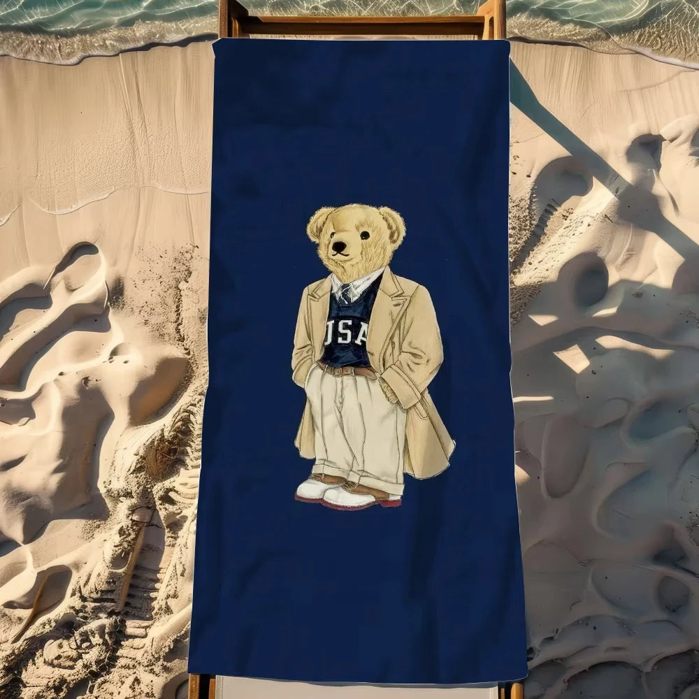 serviette de plage anime ours sechage rapide portable - vue 3 sur 5