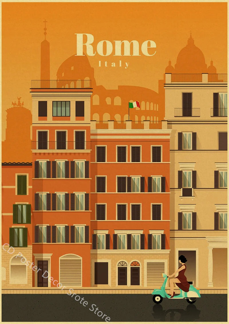 affiche vintage des villes du monde art mural décoratif
