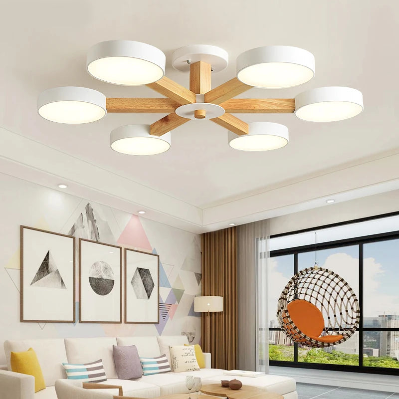 Plafonnier Led en bois au design moderne