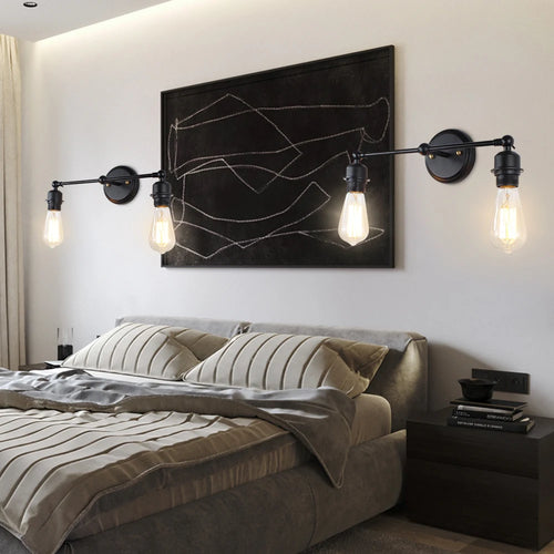 applique murale vintage à led avec 2 têtes rétro