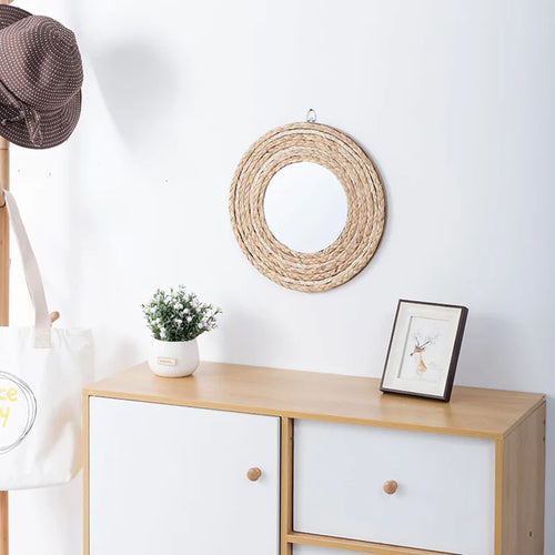 miroirs décoratifs en raphia pour une décoration murale élégante