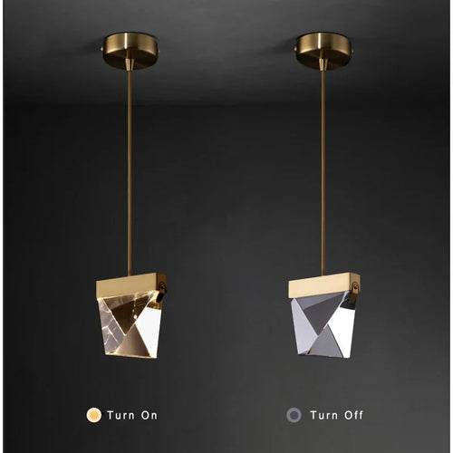 Lamp Gold Mini Pendant Light Bedside Table ,Modern Pendant Light In Kitchen Island, Color Changing Crystal Hanging Lamp For Be